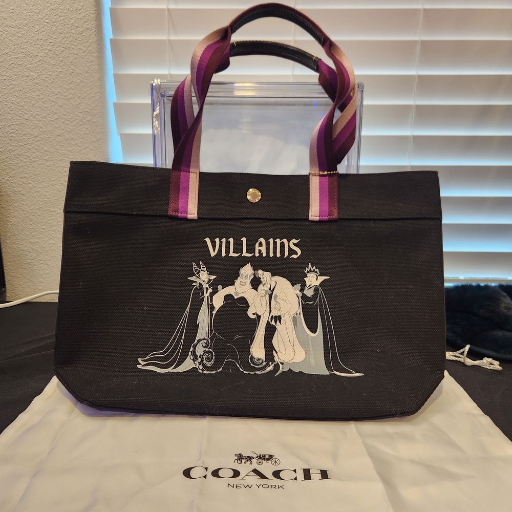 Coach Black Tote with Villains Design